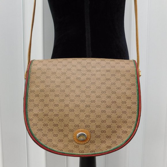 VINTAGE GUCCI MONOGRAM CANVAS SUPREME WEB BAG - Picture 2 of 16